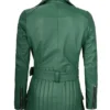 Buy Women Asymmetrical Green Belted Leather Jacket For Him And Her