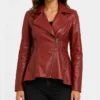 Peplum Red Leather Jacket for Women