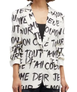 CBS Morning Gabrielle Kerr Graffiti Print White Blazer