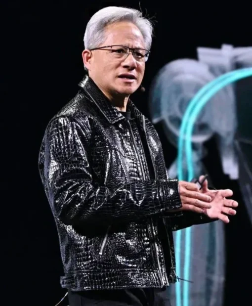 CES 2025 Jensen Huang Black Leather Jacket