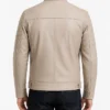 Cafe Racer Beige Genuine Leather Jacket Men