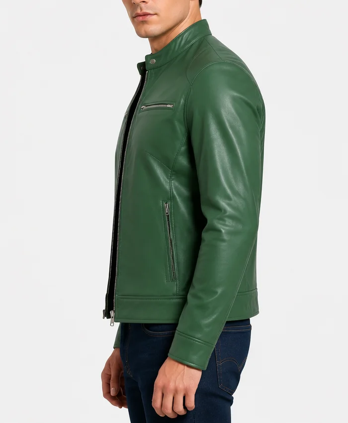 Cafe Racer Leather Dodge Green Jacket