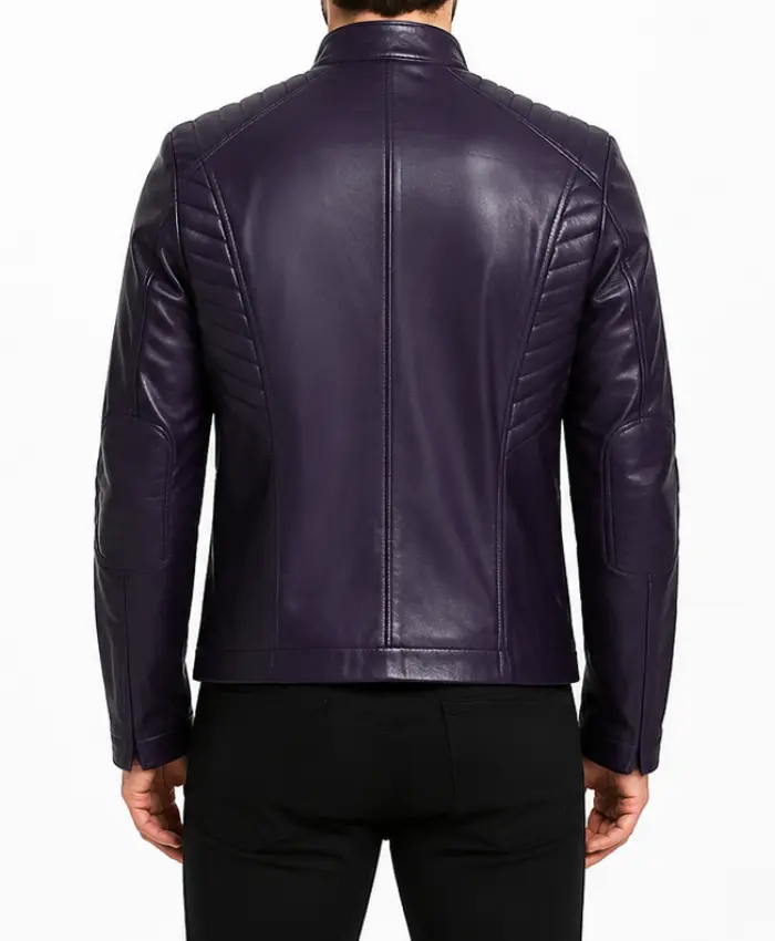 Cafe Racer Rachel Purple Leather Jacket For Mens