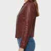 Cafe Racer Womens Burgundy Leather Jacket