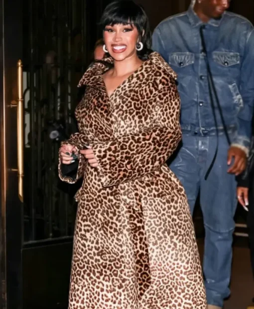 EE72 Magazine Launch Party Cardi B Leopard Print Coat