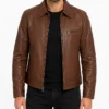 Buy Classic Cognac Harrington Brown Real Leather Jacket