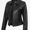 Classic Harrington Black Leather Jacket