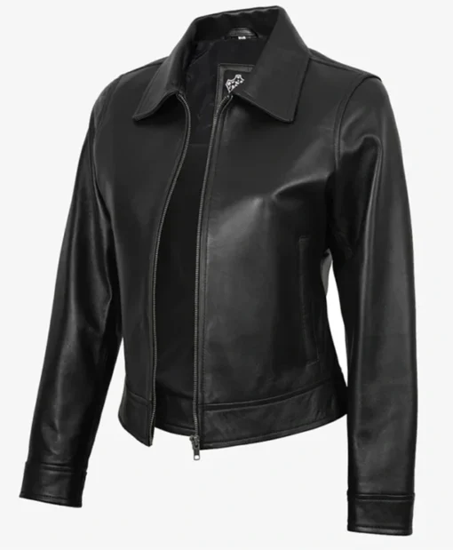 Classic Harrington Black Leather Jacket