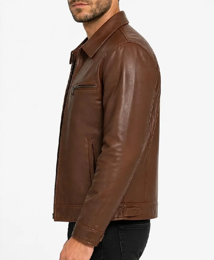 Classics Cognac Harrington Brown Real Leather Jacket