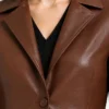 Cognac Brown Cropped Leather Jacket Womens