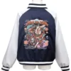 Buy Dandadan Souvenir Blue and White Satin Varsity Bomber Jacket