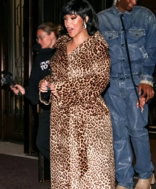 Cardi B EE72 Magazine Launch Party 2025 Leopard Print Coat