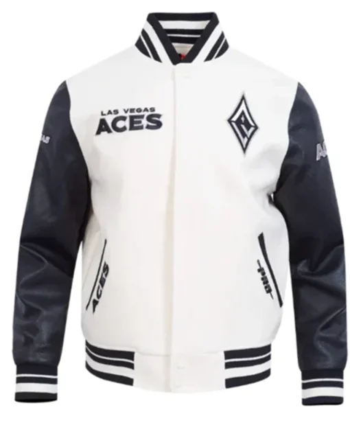 Eggshell Black Retro Las Vegas Aces Classics Varsity Jacket