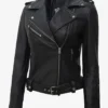 Fashion Asymmetrical Black Biker Leather Jacket