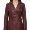Fashion Asymmetrical Burgundy Real Leather Biker Jacket