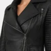 Fashion Black Leather Biker Jacket For Womens