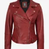 Fashion Margaret Red Leather Biker Jacket