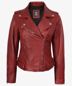 Fashion Margaret Red Leather Biker Jacket