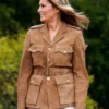 Melania Trump Waist Belt Brown Suede Jacket
