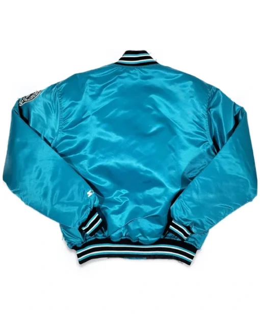 Men and Women 90’s Florida Marlins Blue Full Snap Satin Bomber Jacket
