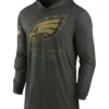 Philadelphia Eagles 2025 Salute to Service Hooded Long Sleeve Green T-shirt