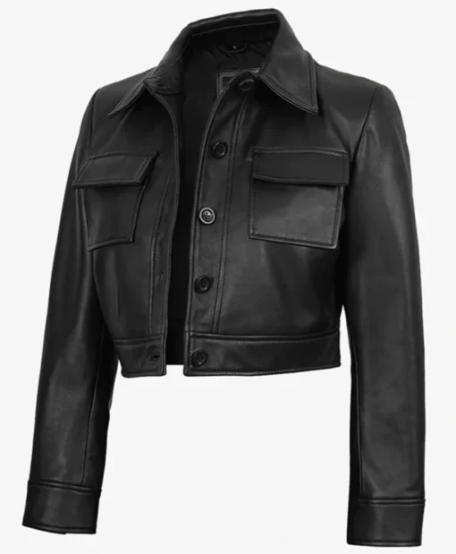 Freddie Harrington Black Cropped Leather Jacket