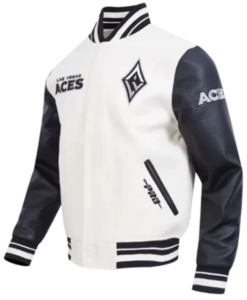 Get Eggshell Black Retro Las Vegas Aces Classics Varsity Jacket For Sale