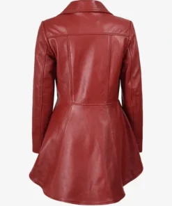 Get Women Peplum Red Leather Jacket For Sale