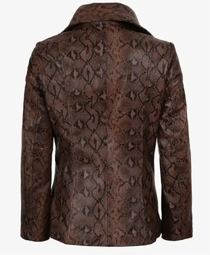 Get Womens Cognac Kathryn Snake Pattern Leather Blazer For Sale