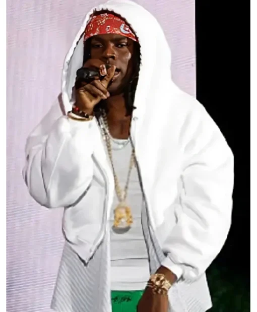 Rema 2025 Global Citizen Festival White Cropped Hoodie