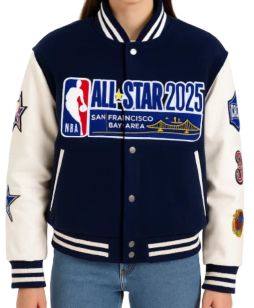 NBA All Star 2025 GSW Wool Blue Varsity Jacket