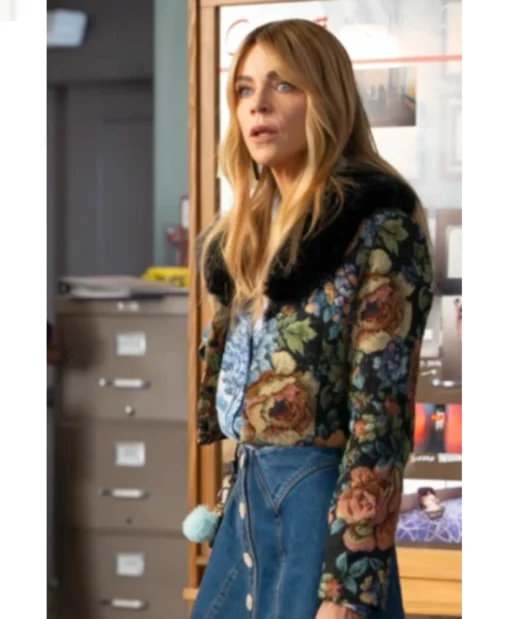 Morgan Gillory High Potential S02 Kaitlin Olson Floral Crop Fur Jacket