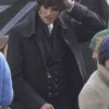 Heathcliff Movie Wuthering Heights 2026 Jacob Elordi Black Wool Coat
