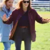 Jessica Chastain The Savant 2025 Maroon Jacket