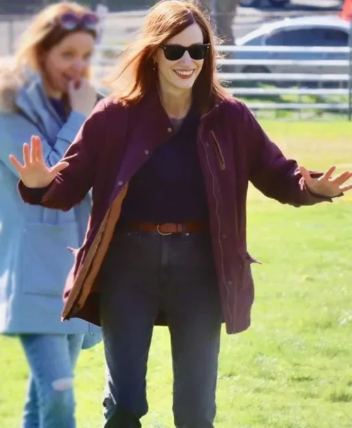 Jessica Chastain The Savant 2025 Maroon Jacket