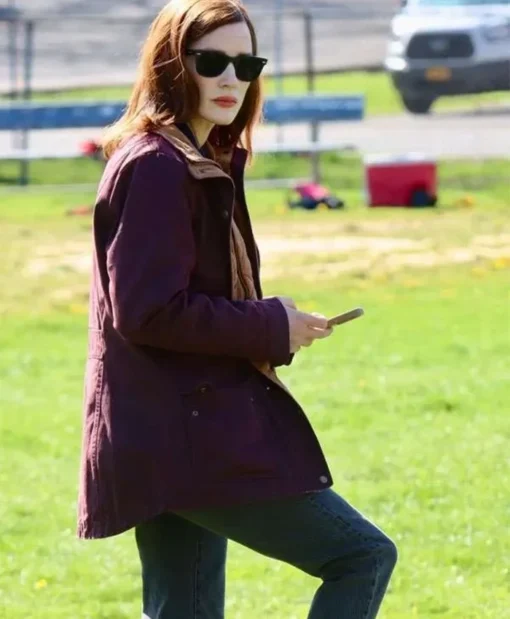 Jessica Chastain TV Series The Savant S01 Savant Maroon Cotton Jacket