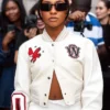 Jordan Chiles Fashion Show Off White Varsity Jacket