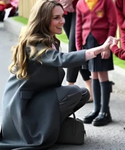 Southport 2025 School Visit Kate Middleton Wool Gray Coat