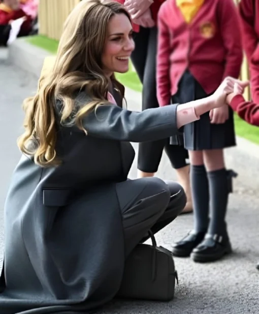 Southport 2025 School Visit Kate Middleton Wool Gray Coat