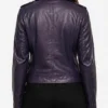 Kirsten Wax Asymmetrical Biker Purple Leather Jacket
