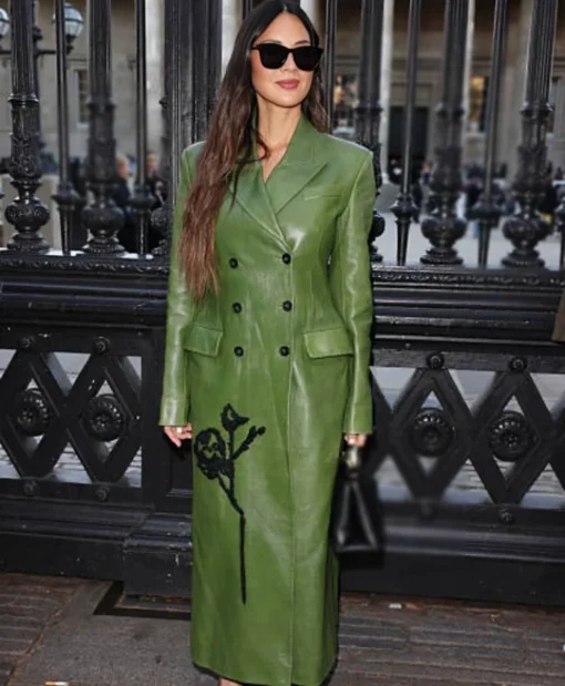 LFW Erdem Show Olivia Munn 2025 Green Long Coat Buy Now