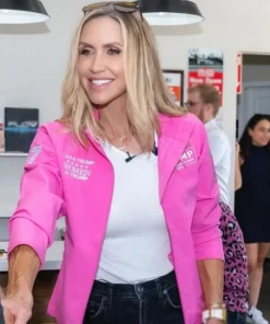 Shop Lara Trump Pink Zipper Cotton Jacket