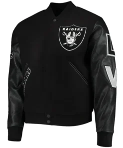 Las Vegas Raiders Black Logo Letterman Jacket