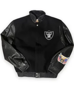 Las Vegas Raiders Black Wool And Leather Jacket