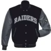 Las Vegas Raiders Grey And Black Letterman Jacket