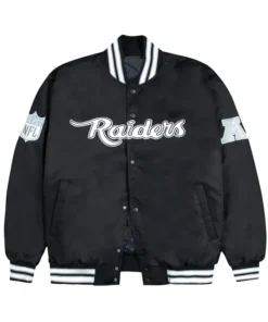 Las Vegas Raiders Grey And White Black Bomber Jacket