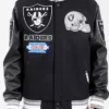 Las Vegas Raiders Mash Up Black Varsity Jacket
