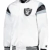 Las Vegas Raiders Midweight White Satin Varsity Jacket