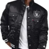 Las Vegas Raiders Silver-Tab Black Trucker Jacket