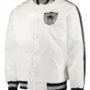 Las Vegas Raiders Throwback D-Line White Satin Jacket